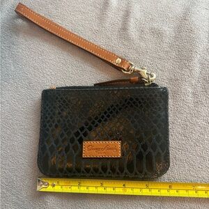 Dooney & Bourke Navy and Tan Snake Print Wristlet